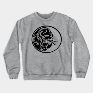 Black Bull Line Art Drawing Tattoo Art Crewneck Sweatshirt